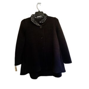 ALEMBIKA Ribbed Swing Jacket Trapeze Coat Black Size 2 M